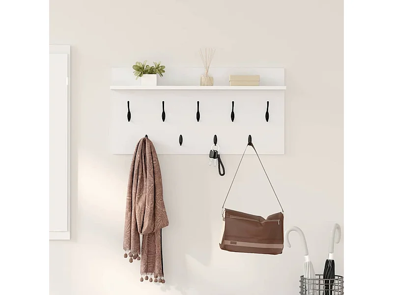 Perchero de pared Blanco 80 x 40 x 12 cm Madera de ingeniería