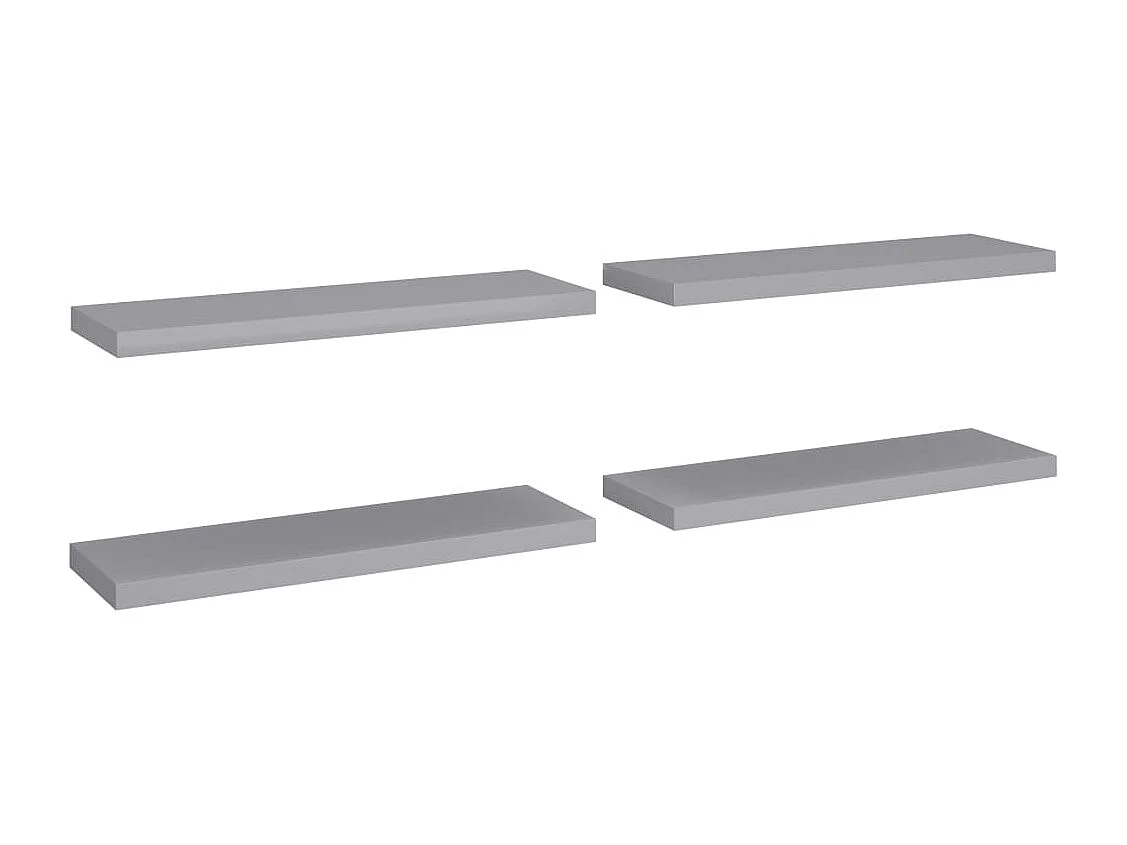 Mensole da parete sospese 4 pezzi grigio 80x23,5x3,8 cm MDF