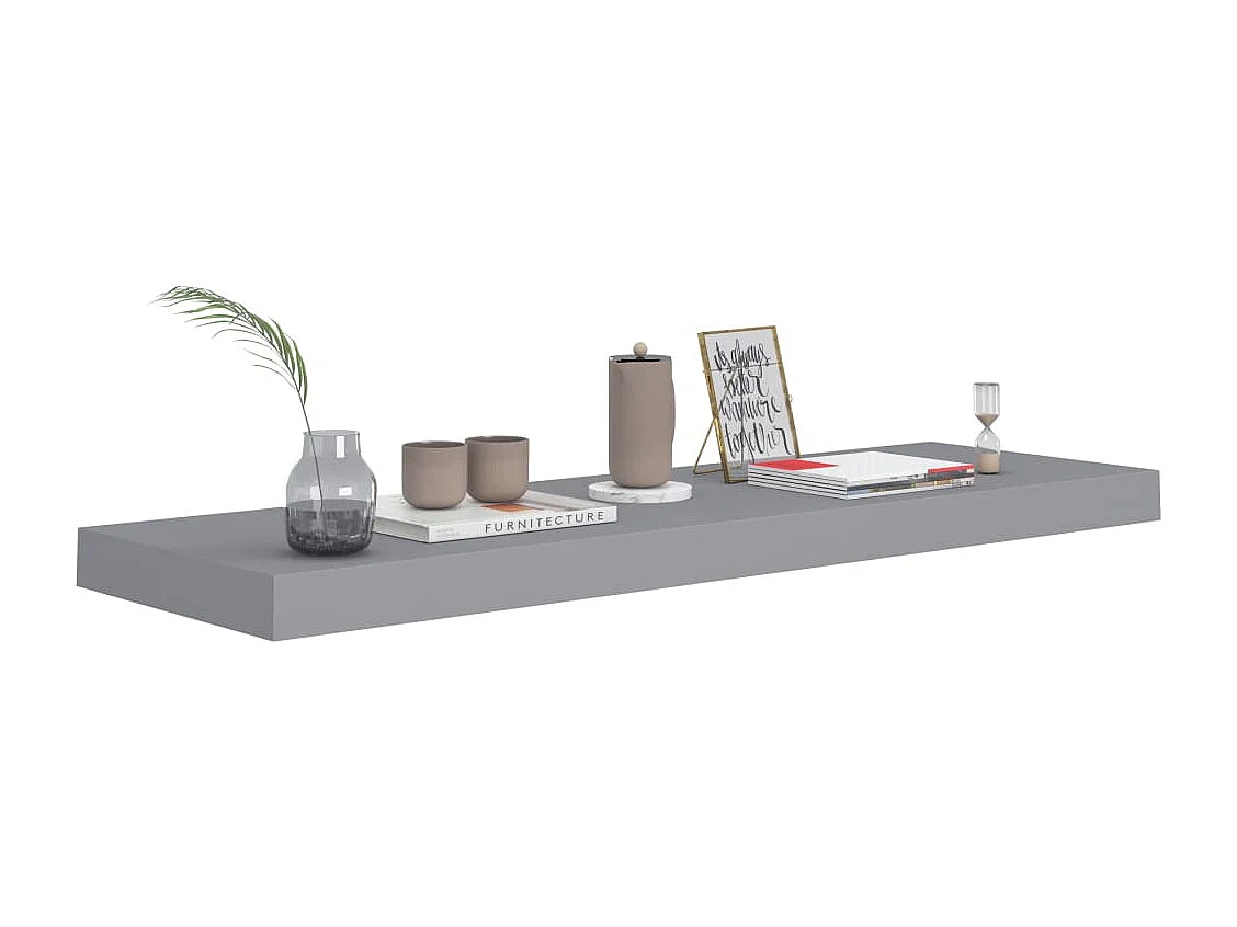Mensole da parete sospese 4 pezzi grigio 80x23,5x3,8 cm MDF