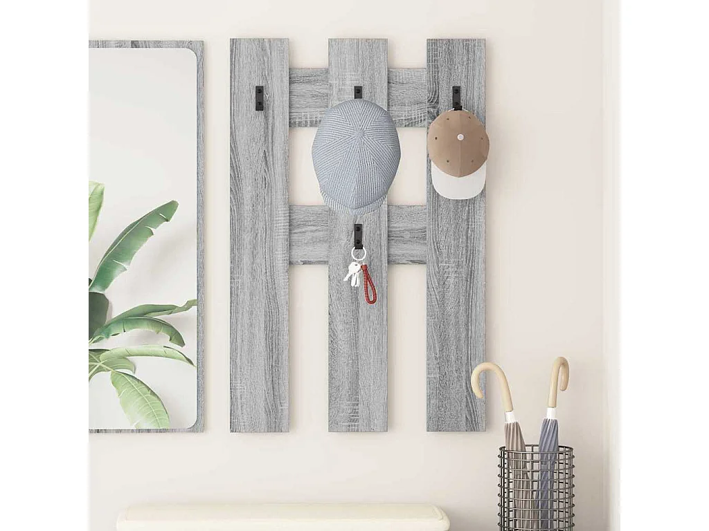 Porte-manteau mural Montage mural Sonoma gris 65 x 3 x 100 cm