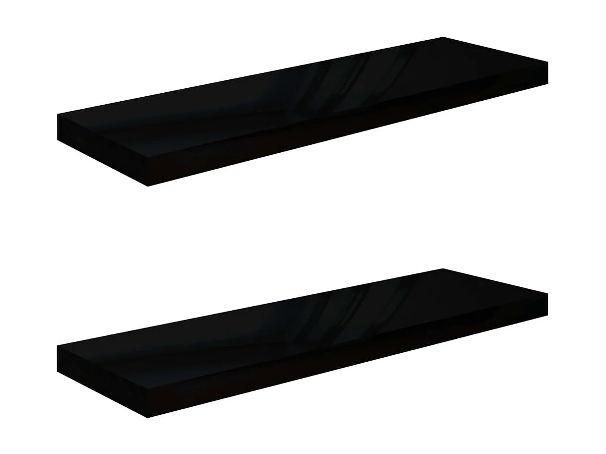 Étagère murale flottante 2 pcs Noir brillant 80x23,5x3,8 cm MDF
