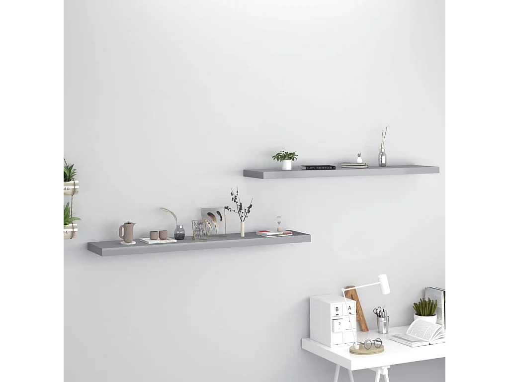 Étagères murales flottantes 2 pcs gris 120x23,5x3,8 cm MDF