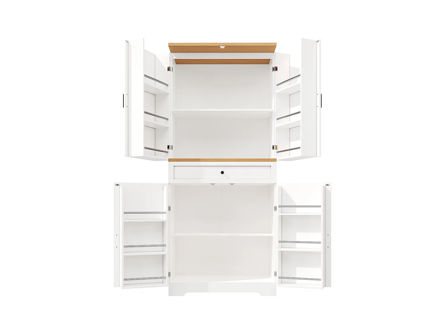 Buffet de cuisine - 80 x 40 x 180 cm - avec 4 portes + 1 tiroir - MDF - blanc
