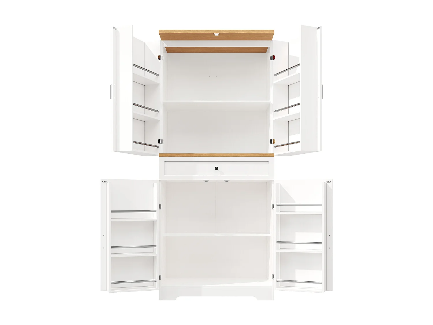 Buffet de cuisine - 80 x 40 x 180 cm - avec 4 portes + 1 tiroir - MDF - blanc
