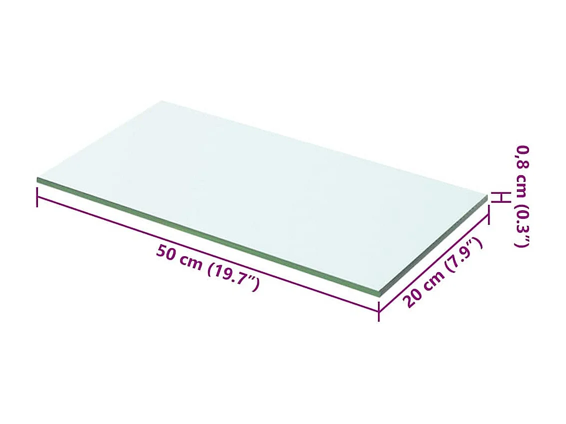 Panneaux d'étagère 2 pcs Verre Transparent 50 x 20 cm