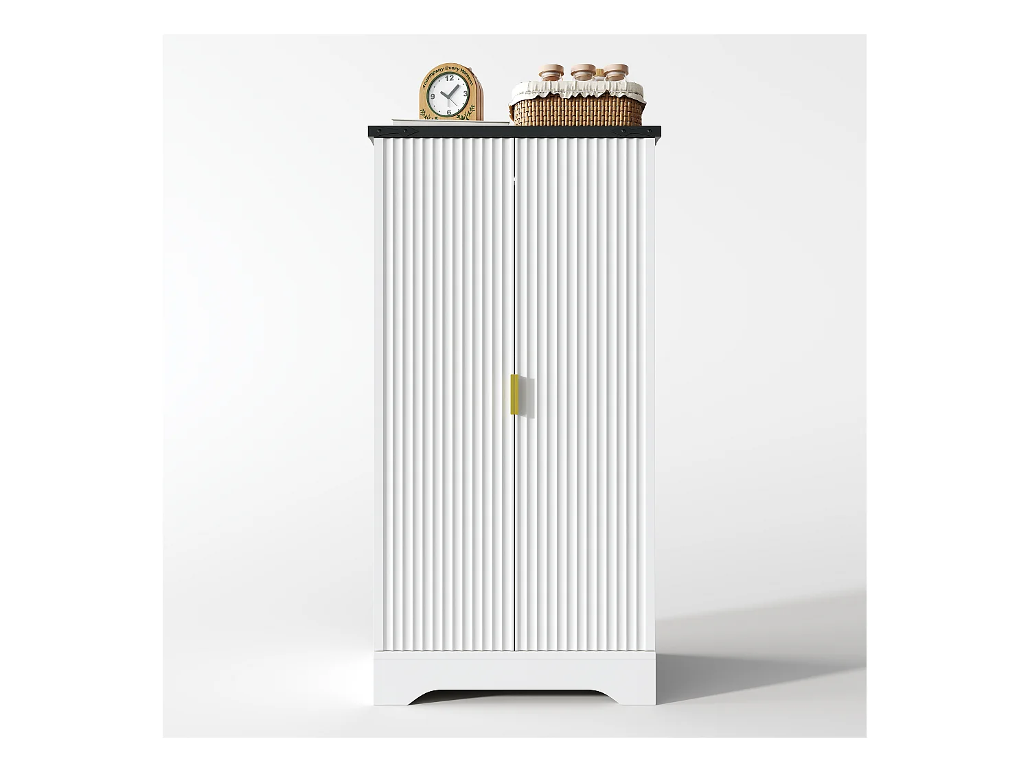 Buffet de cuisine - 60.5 x 40 x 120 cm - avec Leds + 2 portes + étagères réglable - MDF - blanc