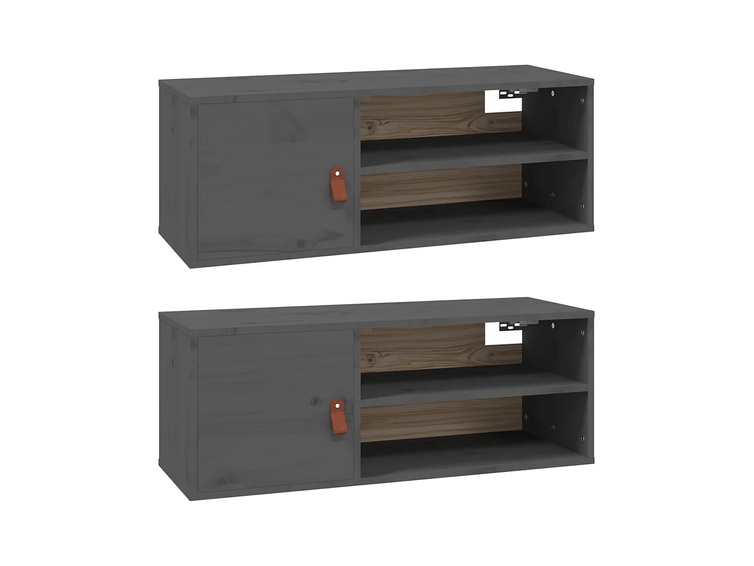 Pensili 2 pz Grigio 80x30x30 cm Legno massello di pino