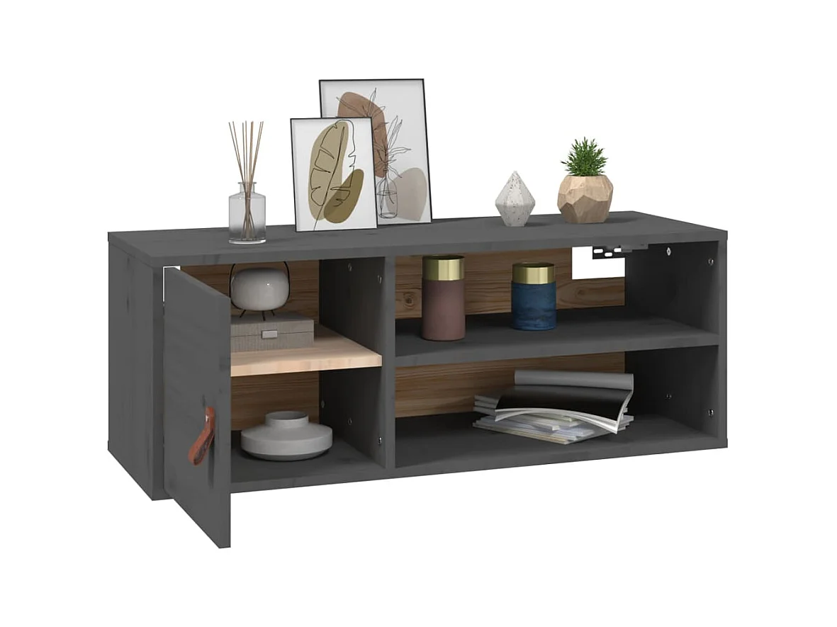 Pensili 2 pz Grigio 80x30x30 cm Legno massello di pino