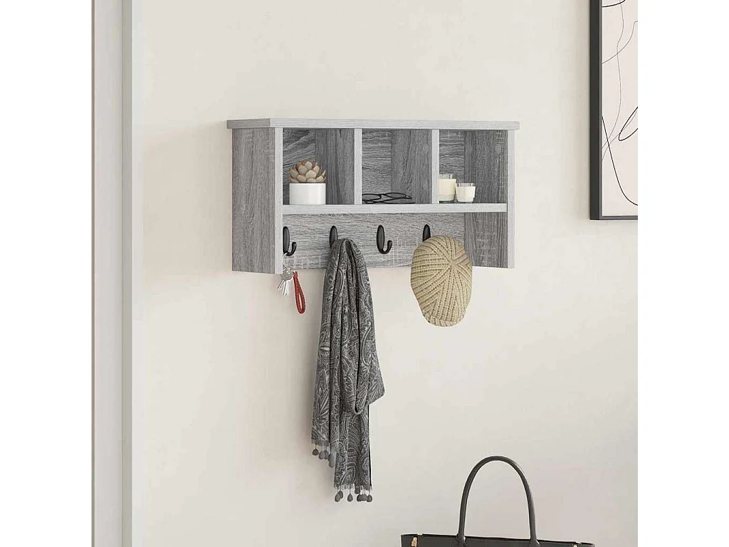 Porte-manteau mural avec étagère Sonoma gris 50 x 16 x 26 cm