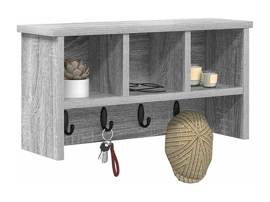 Porte-manteau mural avec étagère Sonoma gris 50 x 16 x 26 cm
