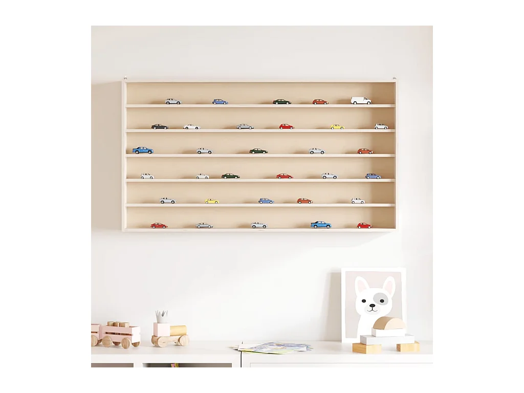 Houten collectie vitrine met 6 planken 100x8,5x55 cm