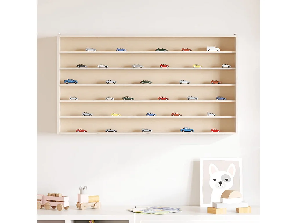 Sammlungsvitrine aus Holz mit 6 Regalen 100x8,5x55 cm