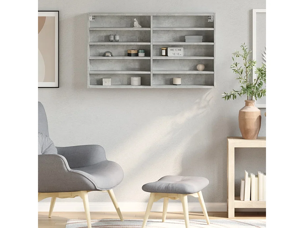 Vitrina gris hormigón 100x15x58 cm madera de ingeniería