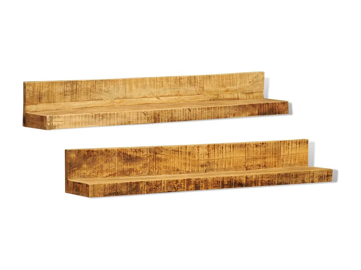 Juego de 2 estantes de pared de madera maciza