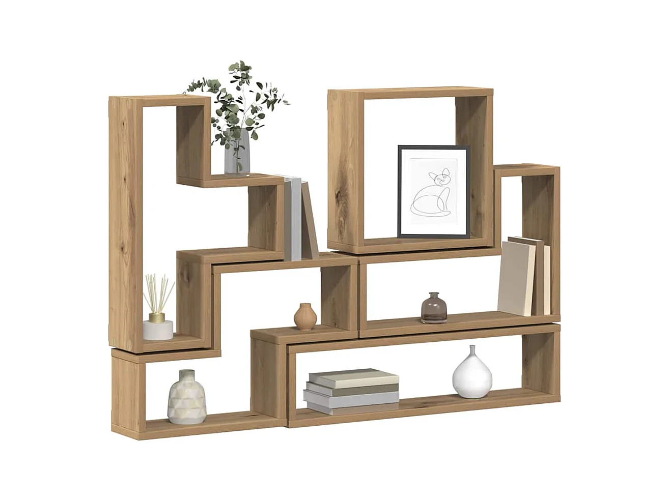 Cubo da parete in rovere fatto a mano 96 x 12 x 64 cm Legno ingegnerizzato