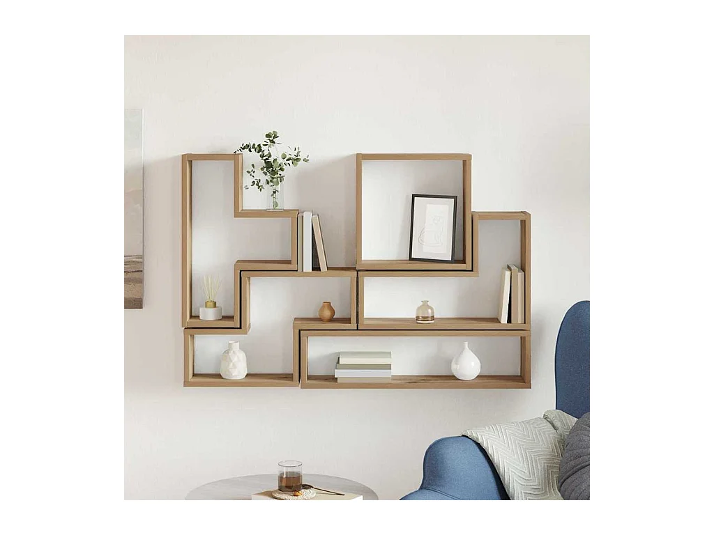 Cubo da parete in rovere fatto a mano 96 x 12 x 64 cm Legno ingegnerizzato