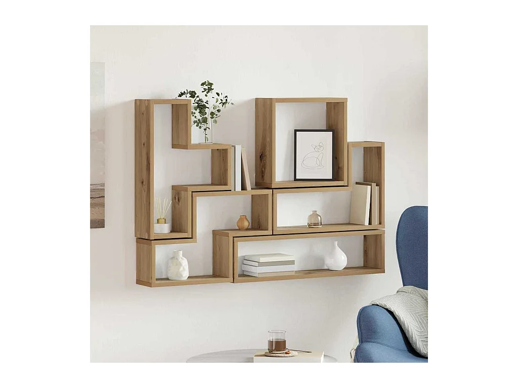 Cube mural chêne artisanal 96 x 12 x 64 cm Bois d'ingénierie