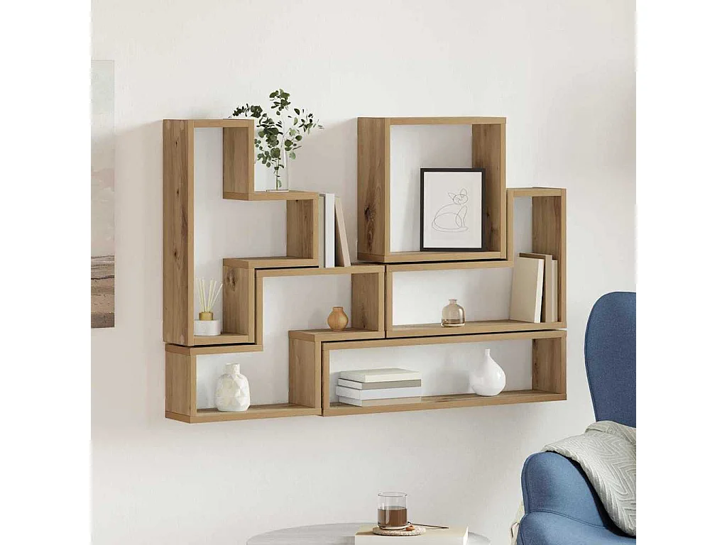 Cubo de pared de roble hecho a mano 96 x 12 x 64 cm Madera de ingeniería