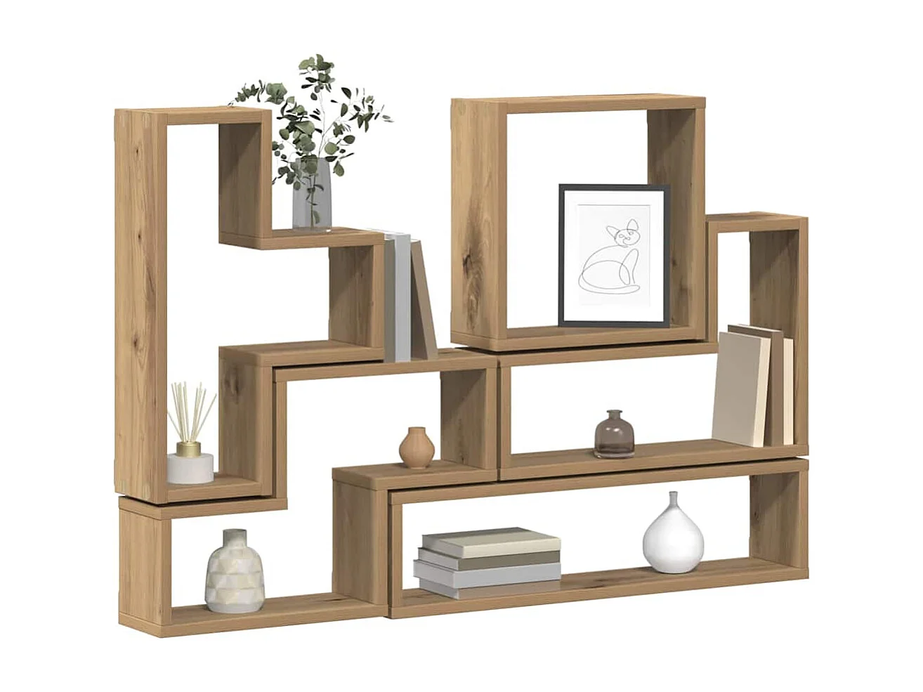 Cubo de pared de roble hecho a mano 96 x 12 x 64 cm Madera de ingeniería