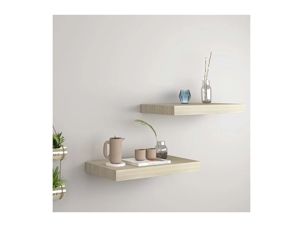 Étagères murales flottantes 2 pcs chêne 40x23x3,8 cm MDF
