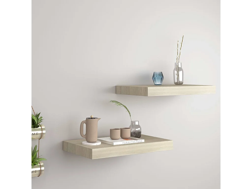 Estantes de pared flotantes 2 piezas roble 40x23x3,8 cm MDF