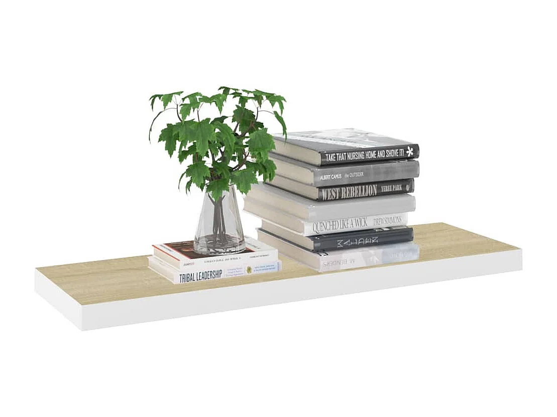 Zwevende planken 2 stuks eiken en wit 80x23,5x3,8 cm MDF