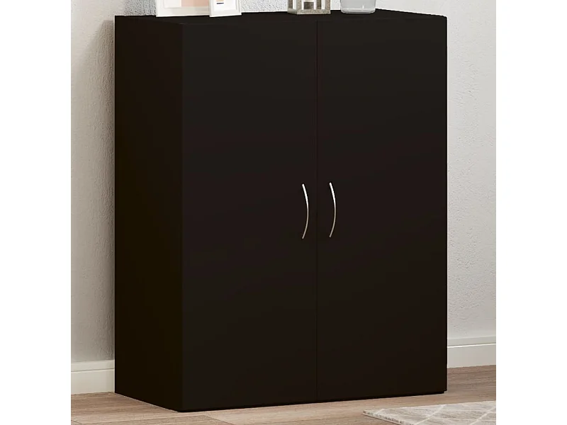 Mobiletto portadocumenti nero 60x32x77,5 cm in legno ingegnerizzato