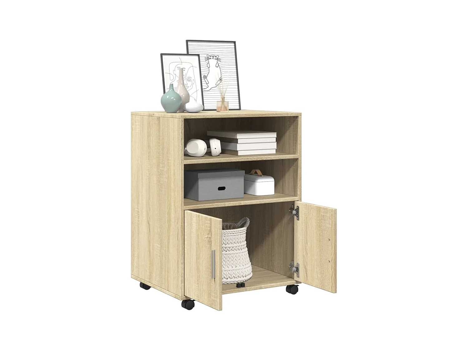 Rollschrank aus Sonoma-Eiche, 60 x 48 x 81 cm, Holzwerkstoff