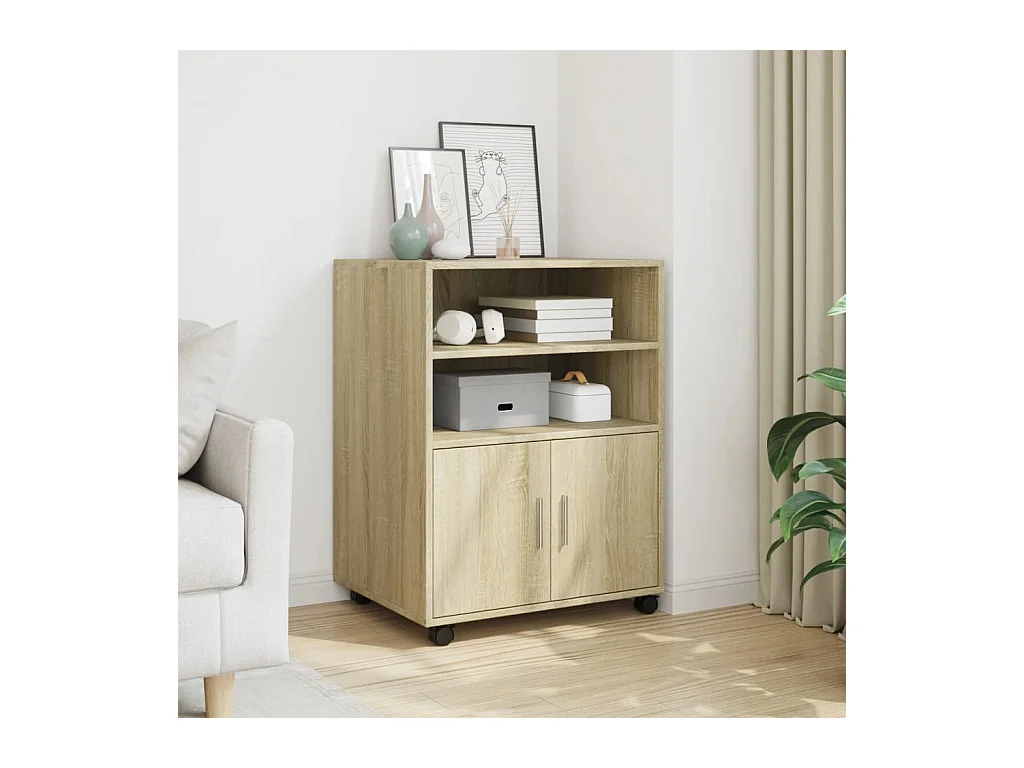 Sonoma eikenhouten rolkast 60x48x81 cm bewerkt hout
