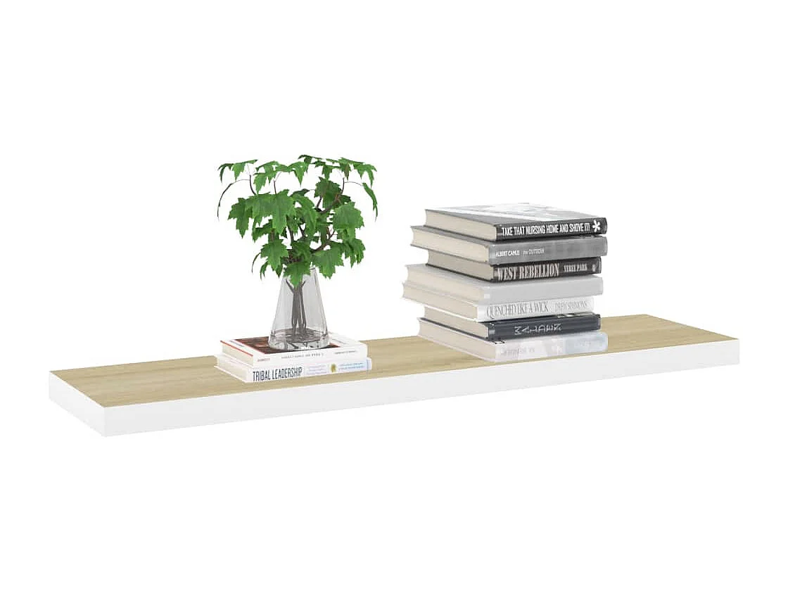 Estantes flotantes 2 piezas roble y blanco 120x23,5x3,8 cm MDF