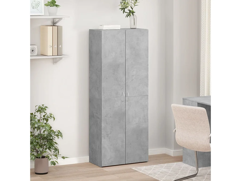 Archivador gris hormigón 60x32x153 cm madera de ingeniería