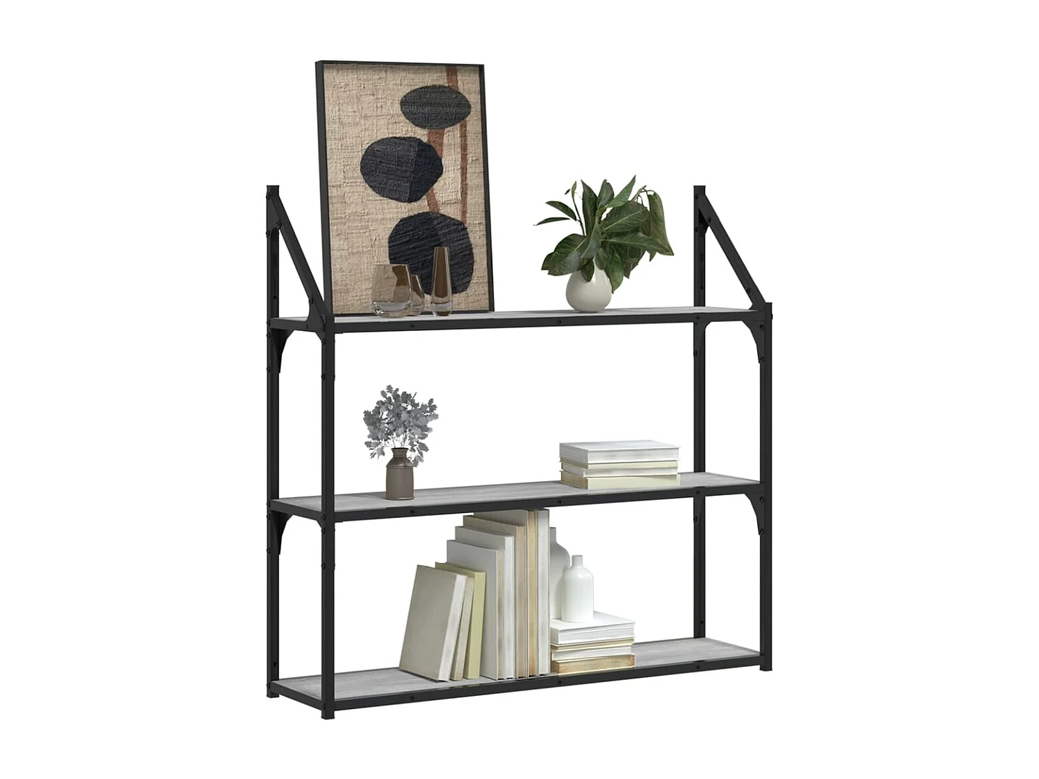 Mensola da parete a 3 ripiani Sonoma Grey 80x21x78,5 cm