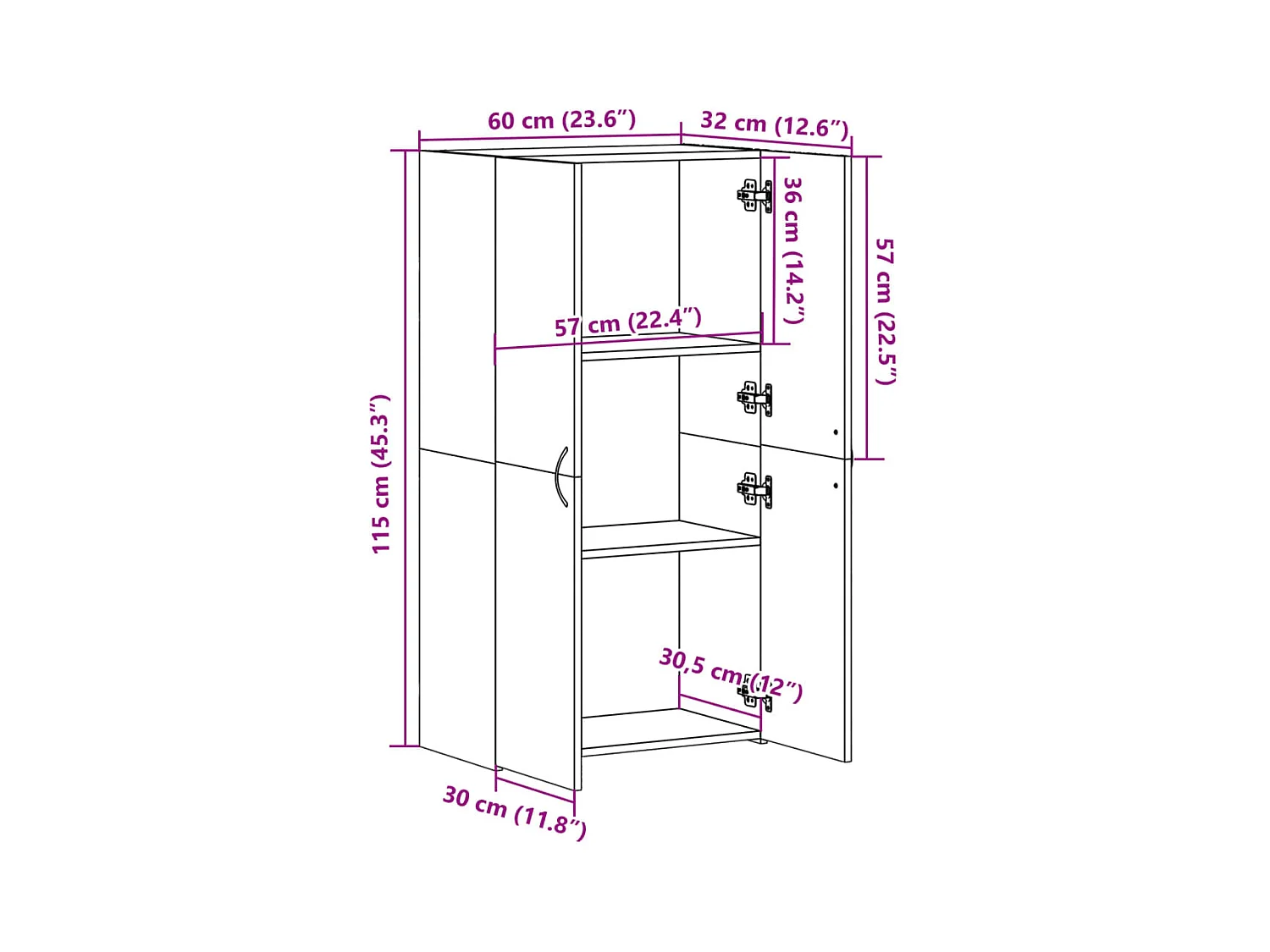 Armoire de classement blanc 60x32x115 cm bois d'ingénierie