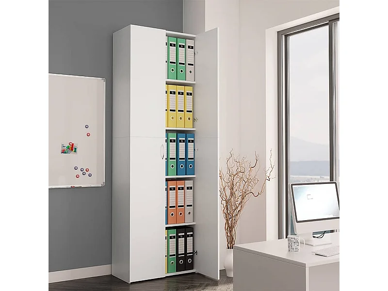 Witte kantoorkast 60 x 32 x 190 cm van bewerkt hout