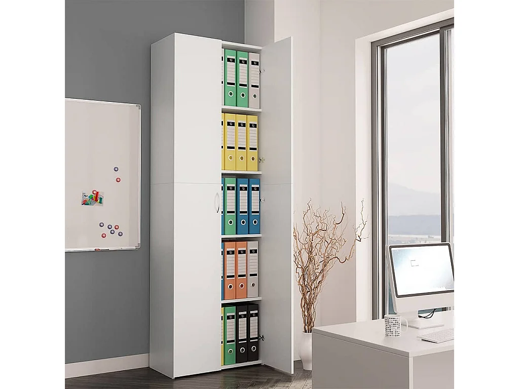 Mobiletto per ufficio bianco 60 x 32 x 190 cm in legno ingegnerizzato