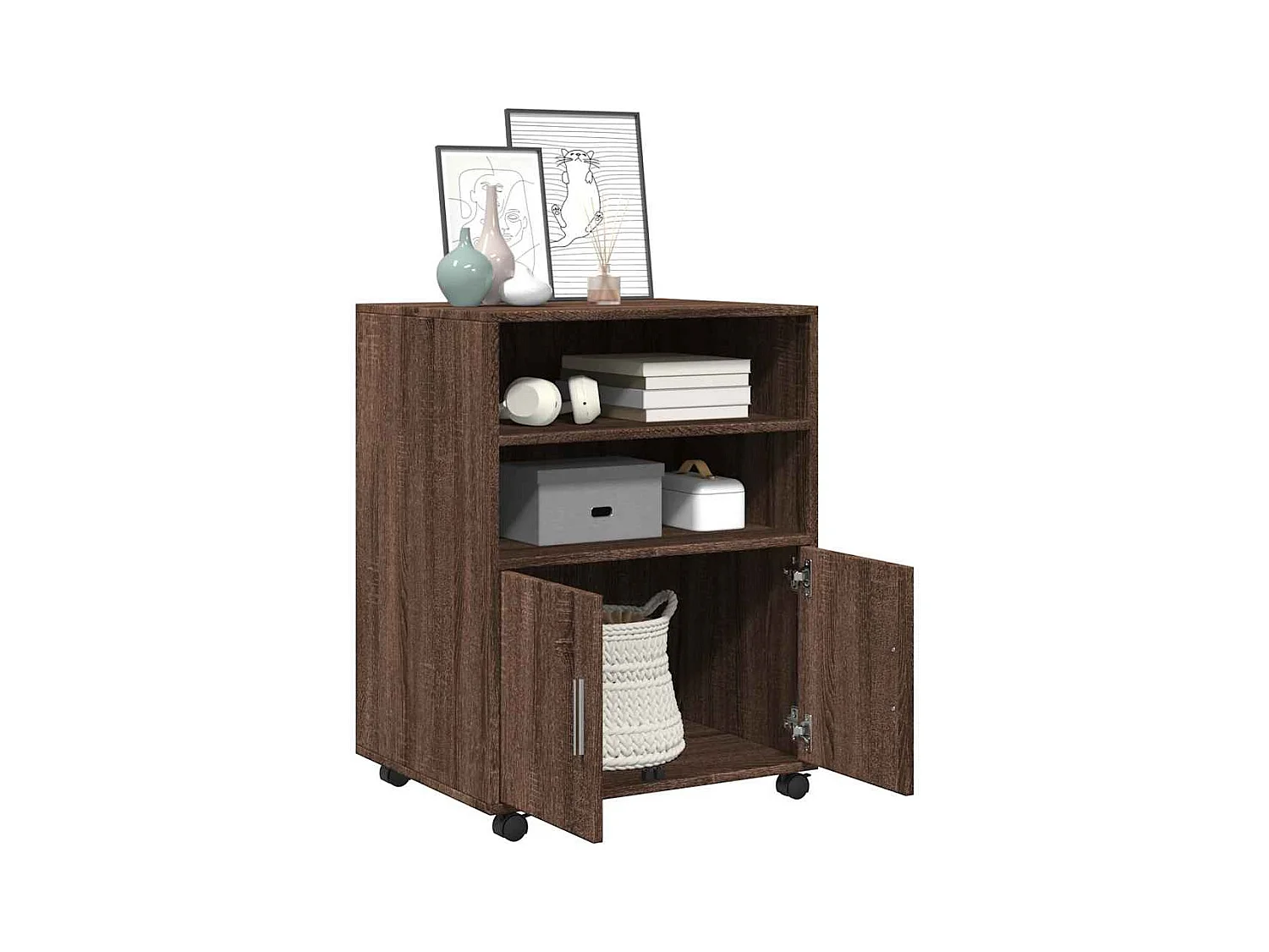 Rollschrank aus brauner Eiche 60x48x81 cm Holzwerkstoff