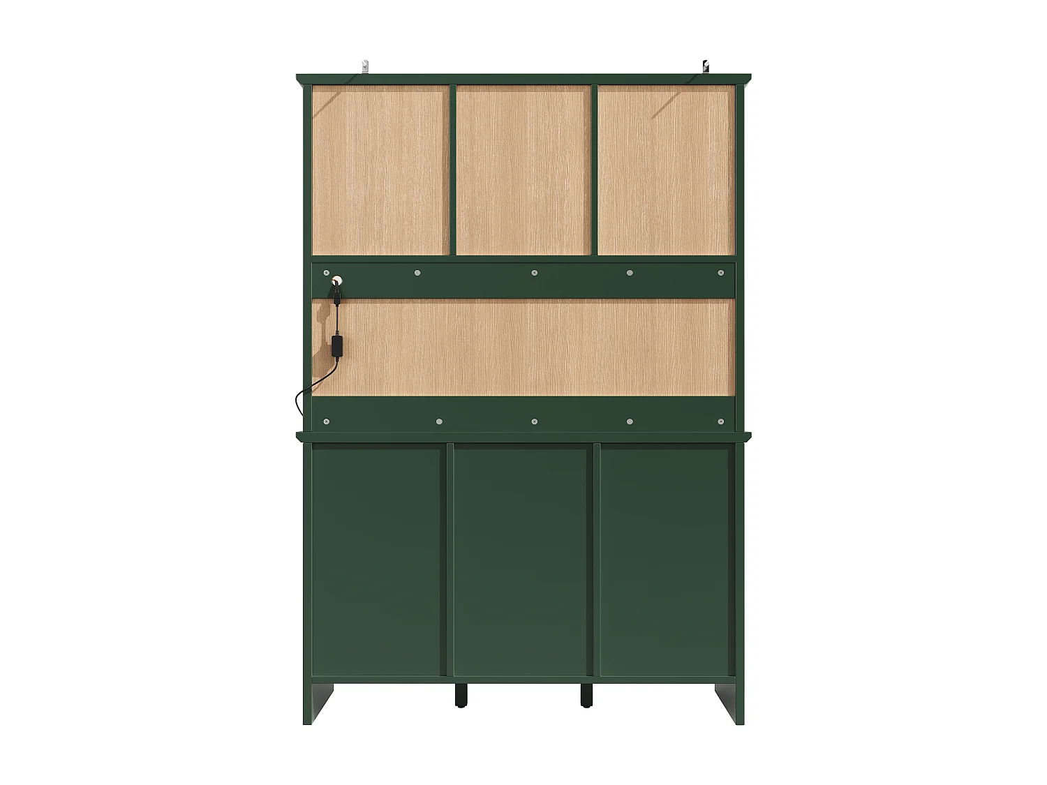 Buffet de cuisine - 120 x 40 x 179 cm - avec 4 portes en verre + Leds + 3 tiroirs - MDF - vert