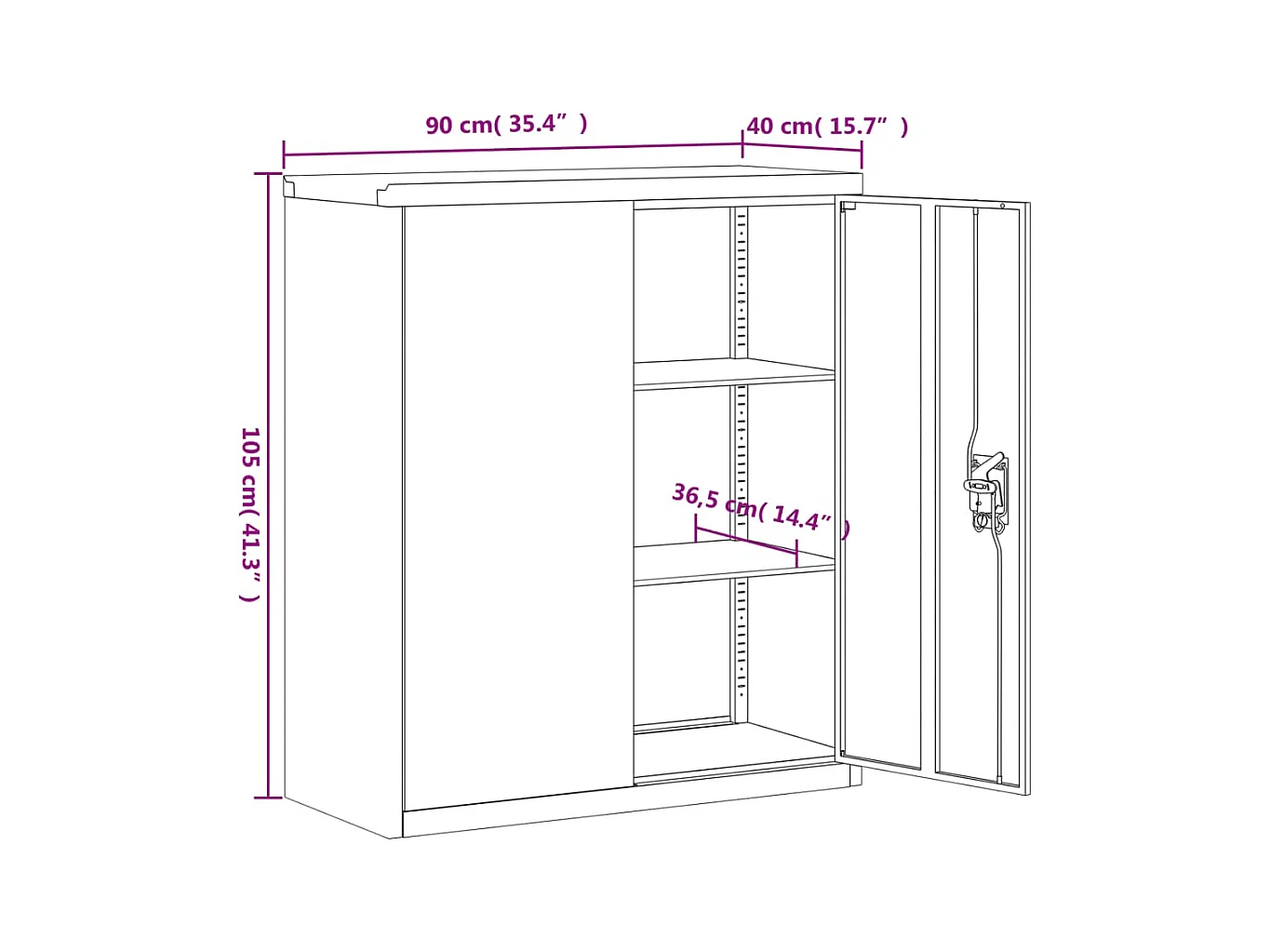 Archivador antracita 90x40x105 cm acero