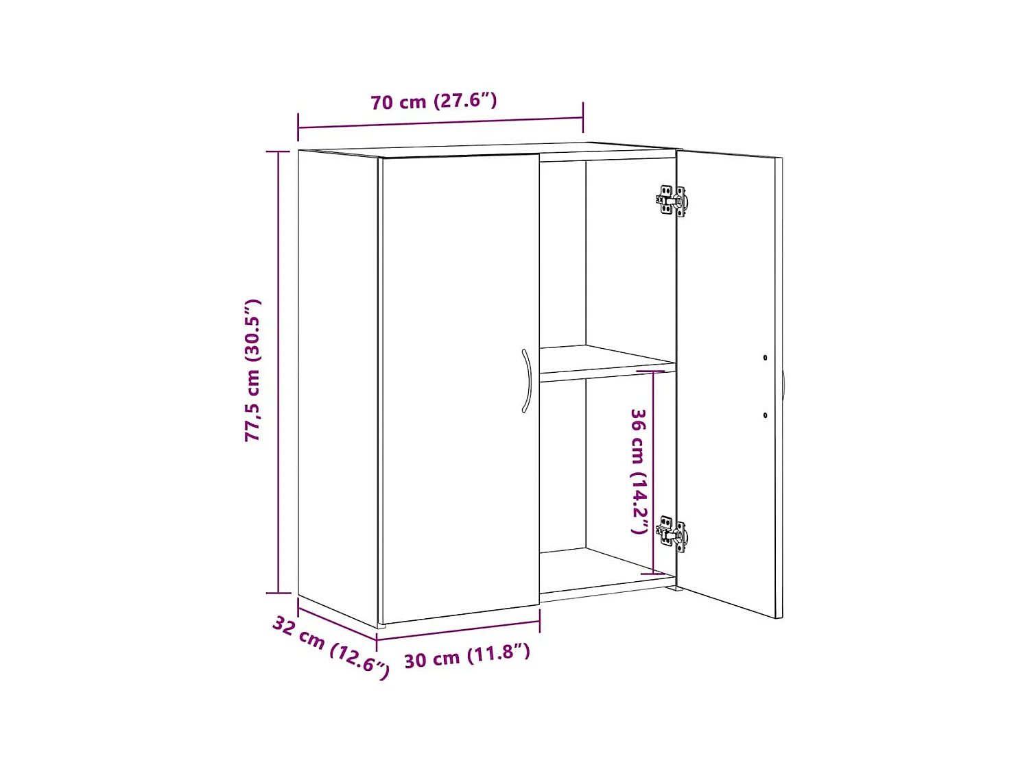 Cabinet de Bureau avec étagère chêne artisanal 60 x 32 x 77.5