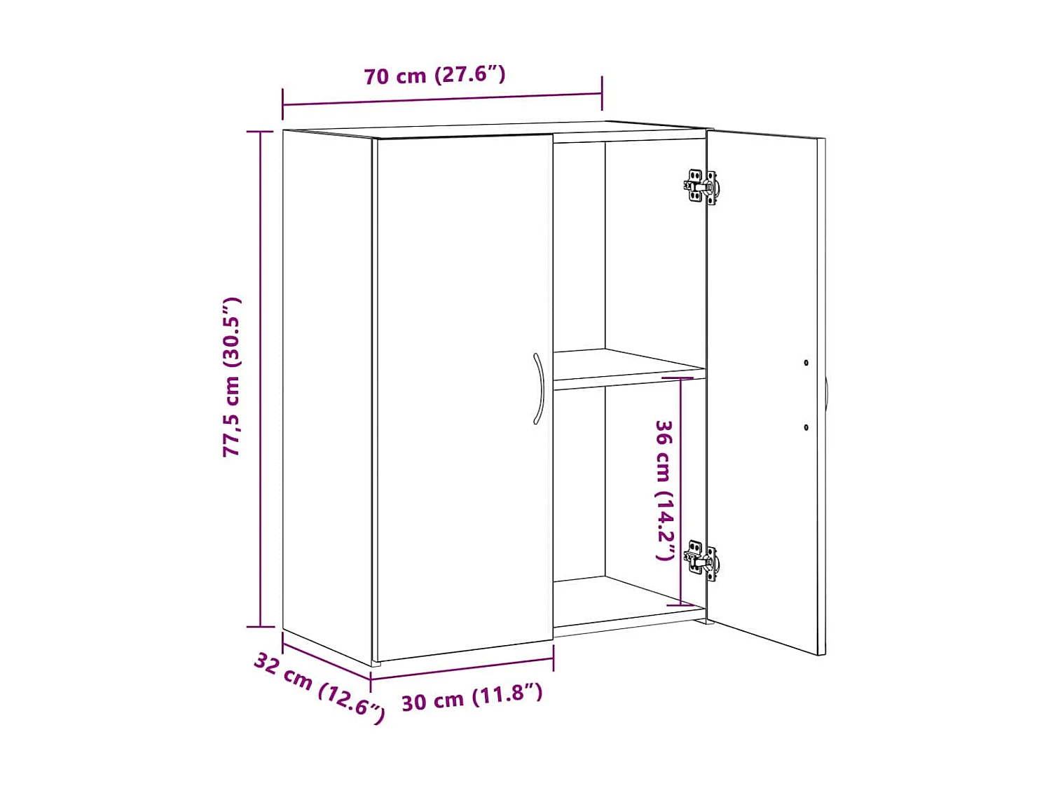 Cabinet de Bureau avec étagère chêne artisanal 60 x 32 x 77.5
