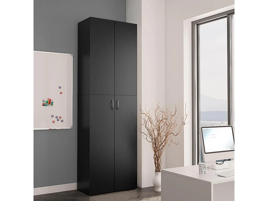 Mobiletto ufficio nero 60x32x190 cm Legno ingegnerizzato