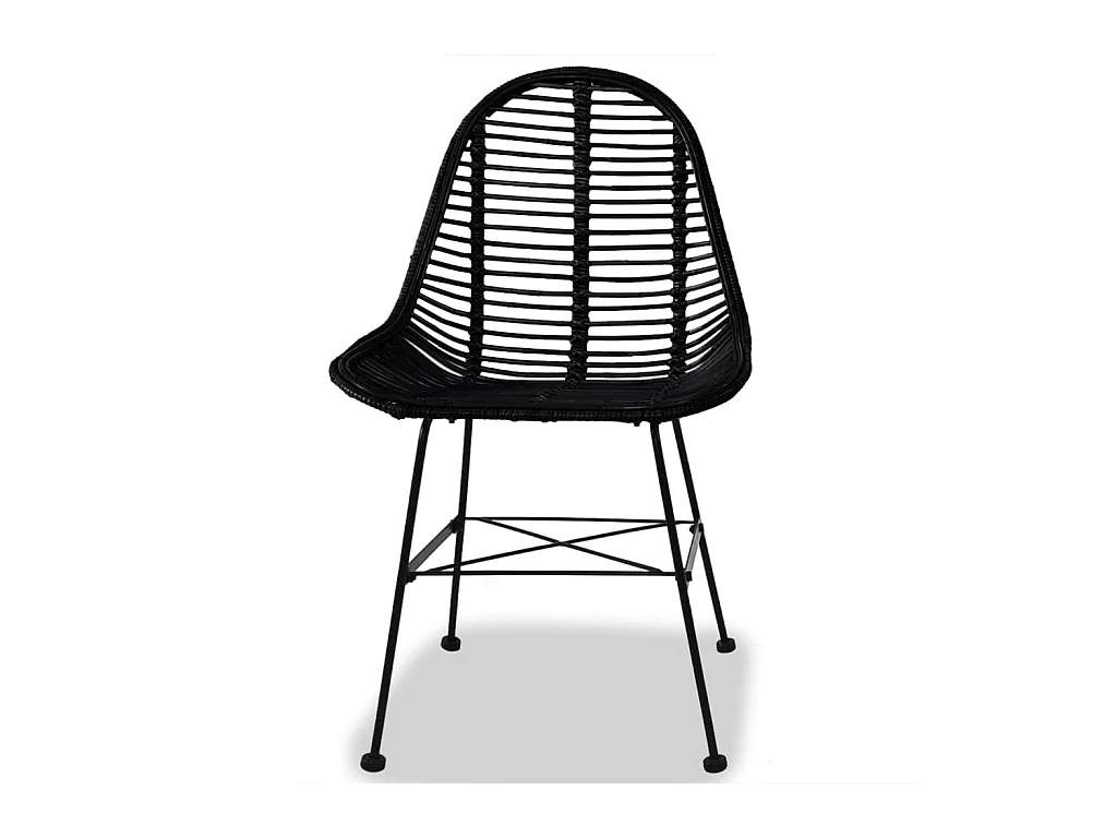 Chaises à manger lot de 4 noir rotin naturel