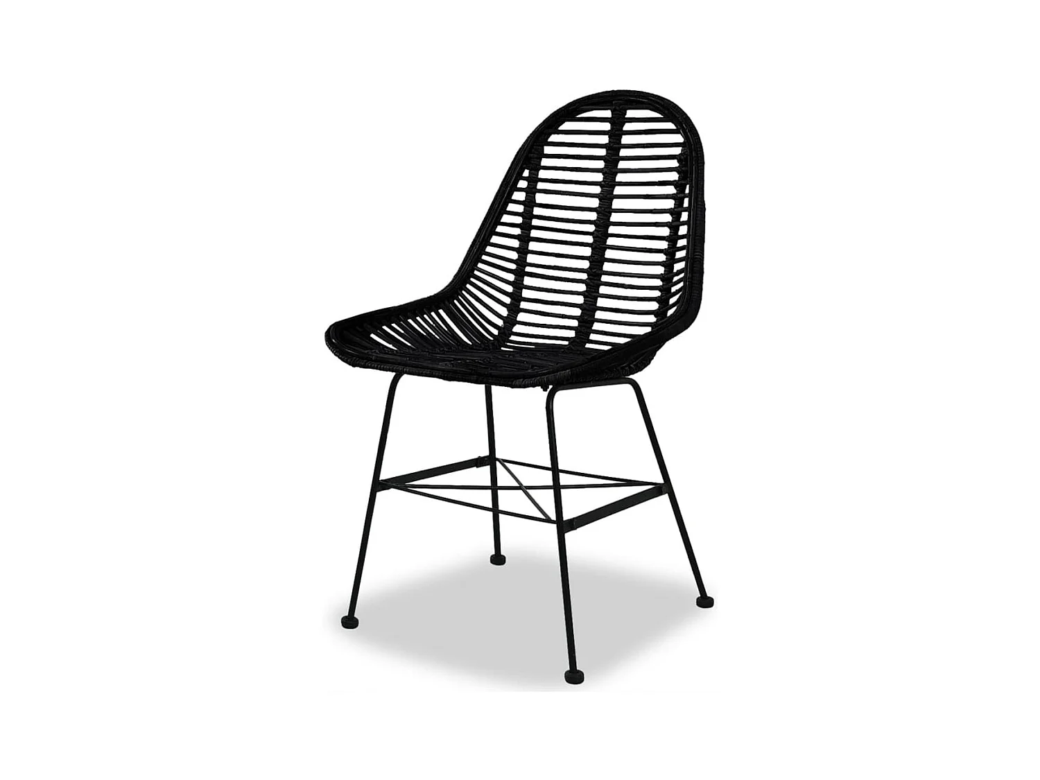 Juego de 4 sillas de comedor de ratán natural negro