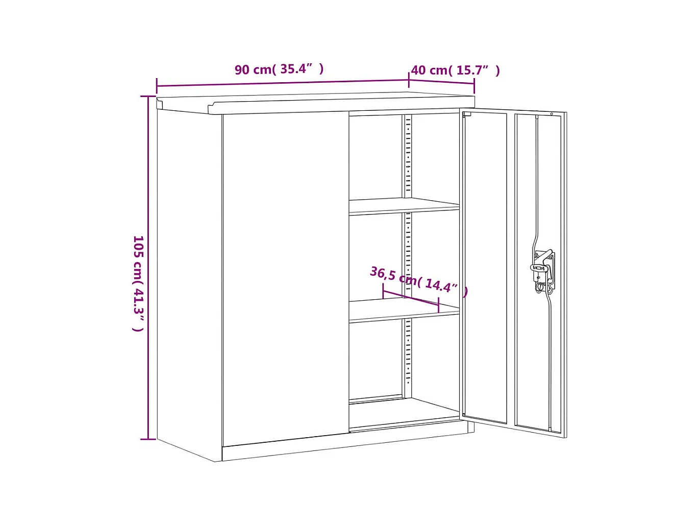 Classeur blanc 90x40x105 cm acier