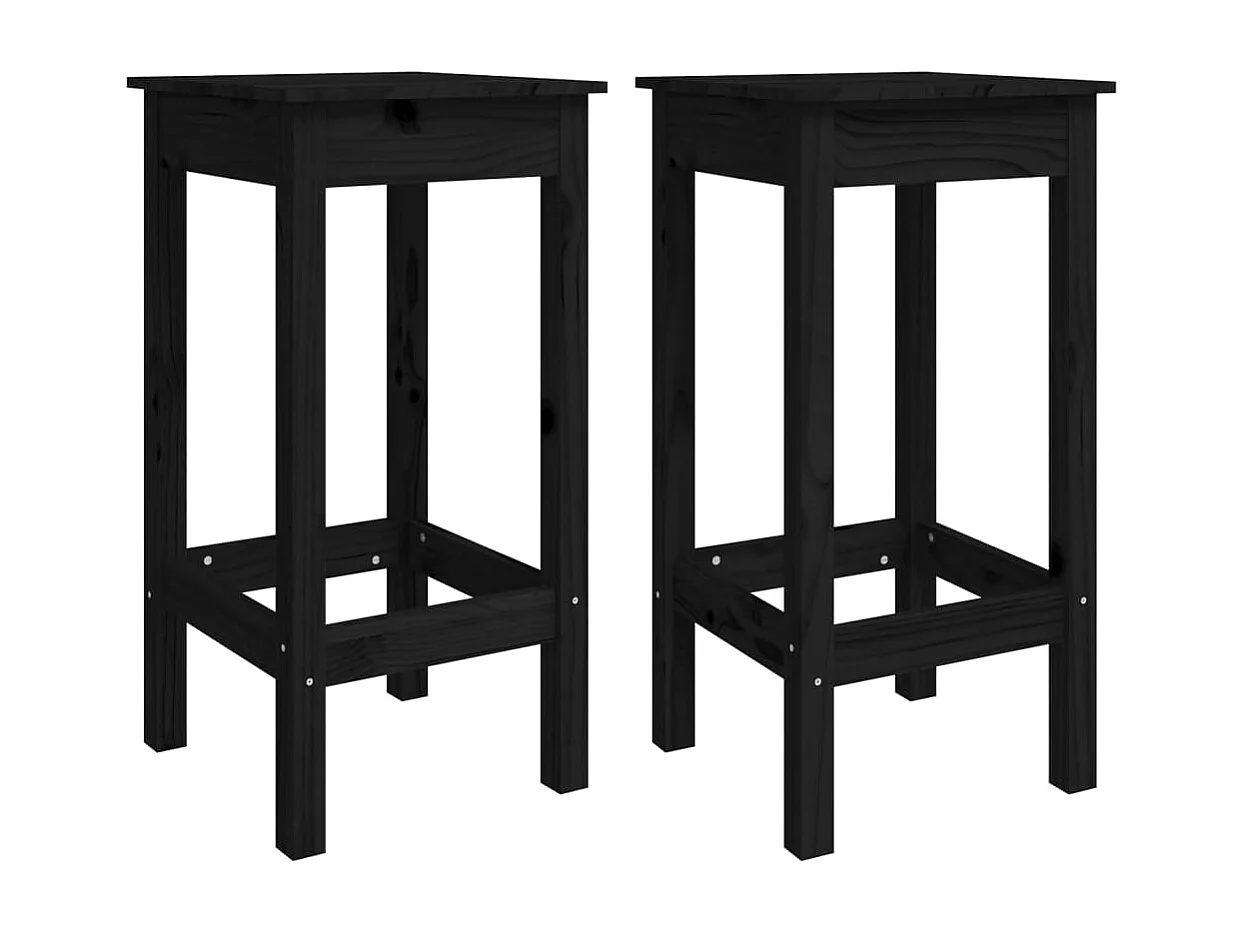Chaises de bar lot de 2 noir 40x40x78 cm bois de pin solide