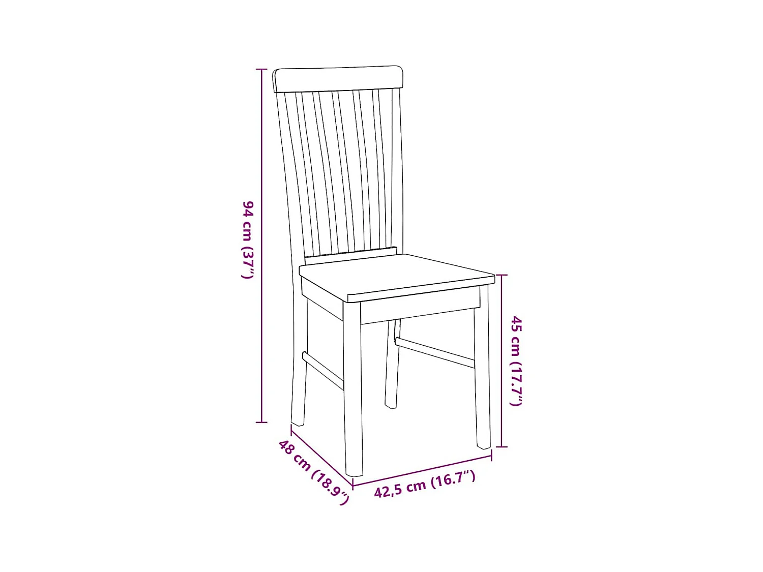 Chaises à manger 2 pcs bois massif caoutchouc