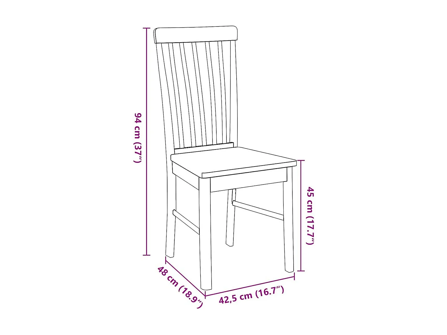Chaises à manger 2 pcs bois massif caoutchouc