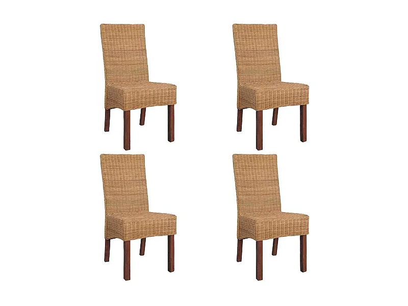Chaises à manger lot de 4 marron rotin naturel