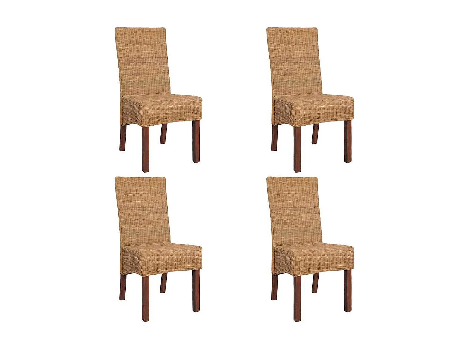 Chaises à manger lot de 4 marron rotin naturel