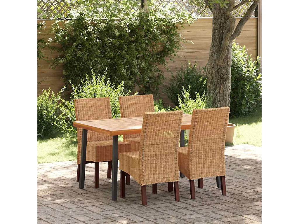 Chaises à manger lot de 4 marron rotin naturel